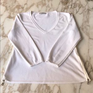 Prada white V neck sweater